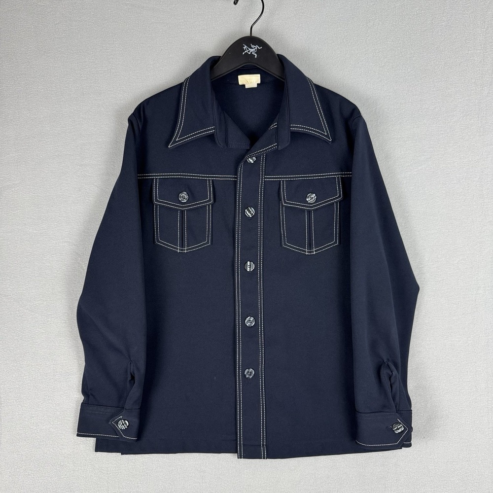 Vintage Sears Kings Road Disco Shirt Jacket Collared Pockets Mens Large 70s